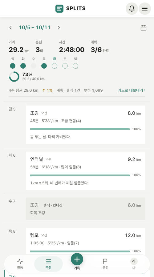 주간 화면